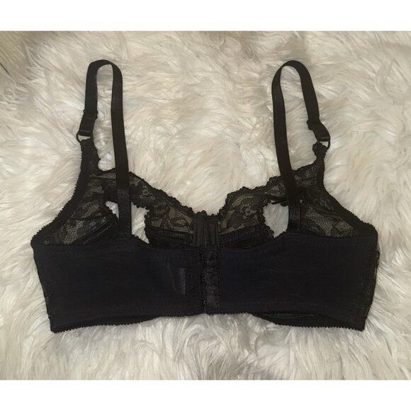 Fredericks of Hollywood Lace Peek A Boo Bra Open Nipple UW Womens 34 Black - Picture 4 of 6